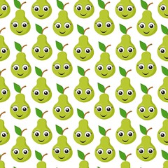 Seamless pattern with bright green pears with cute eyes on a white background. Fruit print print for bed linen and fabrics, wrapping paper and wallpaper.
Stock vector illustration for decoration