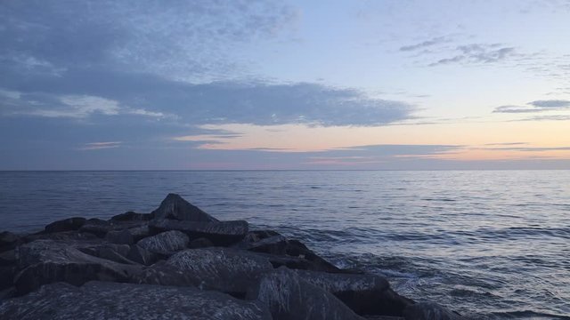 Serene ocean over rocks