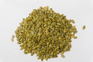 Peeled Pumpkin Seeds. Unshelled kernels.