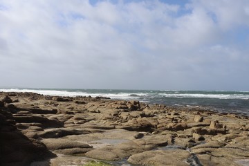 Fototapeta na wymiar Le littoral atlantique, l'océan atlantique au lieudit Fort Bloqué, ville de Ploemeur, département du Morbihan, région Bretagne, France