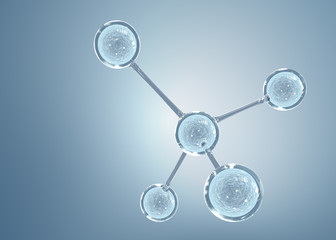 Molecule or atom clean structure background for science,chemistry and biotechnology. Abstract graphic illustration science medical background 3d rendering.