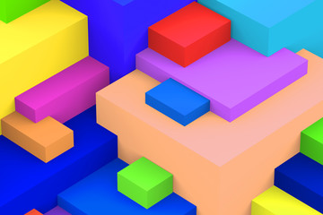 Obraz premium Abstract geometric cubic colorful background. isometric 3d render.
