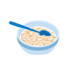 Cartoon breakfast bowl with cereal isolated on white background
