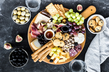 Assortment of tasty appetizers or antipasti