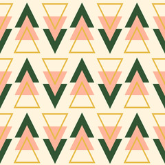 Vector seamless pattern. Holiday texture. Stylish geometric print with Christmas trees