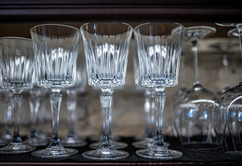 Abstract empty of wine glasses, color background
