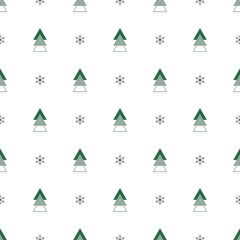 Obraz premium Vector seamless pattern. Holiday texture. Stylish geometric print with Christmas trees