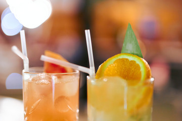 cocktails with citrus on the evening terrace in the restaurant