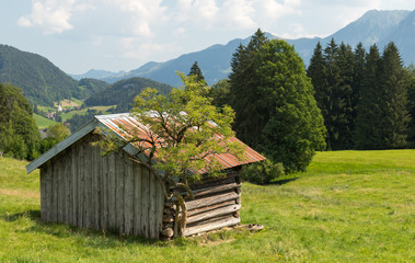 little wooden hut in the hills