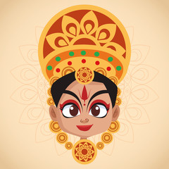 happy navratri celebration card with beautifull goddess