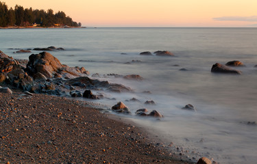 Seascape with long exposure at Browning Beach, Sechelt, British Columbia, Canada