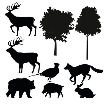 group of animals silhouettes bundle set icons