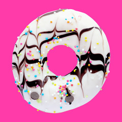 Donut sugary isolated on pink background