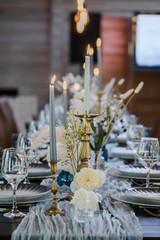 blue and gold boho wedding decor