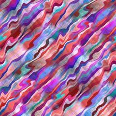 Vivid wavy warped digital bright seamless pattern. High quality illustration. Wrinkled and rippled vivid brilliant colors refracted into a rich but bizarre seamless design.