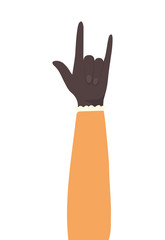 rock sign with black hand design, diversity people multiethnic race and community theme Vector illustration