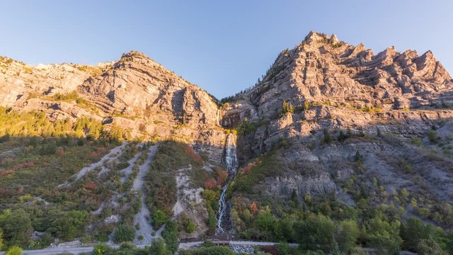Bridal Veil Falls, Provo, Utah during autumn season.