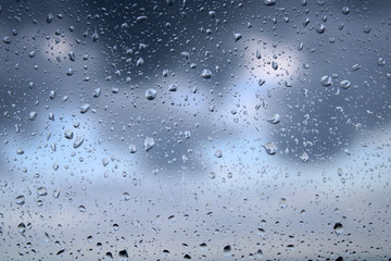 dark stormy weather and drops on the window