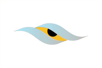 Vector logo with illustration of waves  form an eye with sharp eyesight. Sharp eyesight represent a extensive knowledge and quick vision in completing the goals and objectives of a company