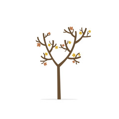 Maple tree with autumn leaves isolated on white background. Simple vector illustration of maple tree in autumn
Maple tree flat vector icon isolated on white background. 