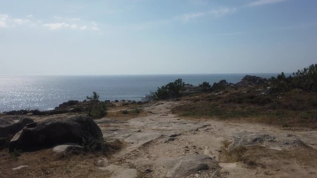 Celtic settlement of Castro de Baro&ntilde;a. Beach of Porto do Son, A Coru&ntilde;a. Galicia, Spain