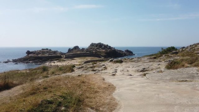 Beach of Porto do Son in Celtic settlement of Castro de Baroña.  A Coruña. Galicia, Spain