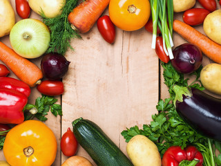 various vegetables and green herbs