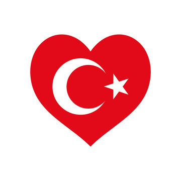 heart with turkey flag design, flat style