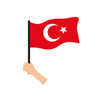 hand with turkey flag icon, flat style