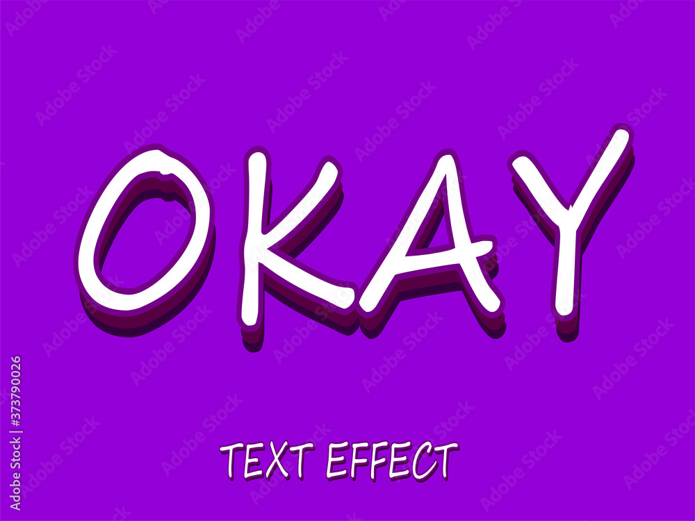 Poster text effect okay. text effect with 3d styled purple background for template. design fonts used for l