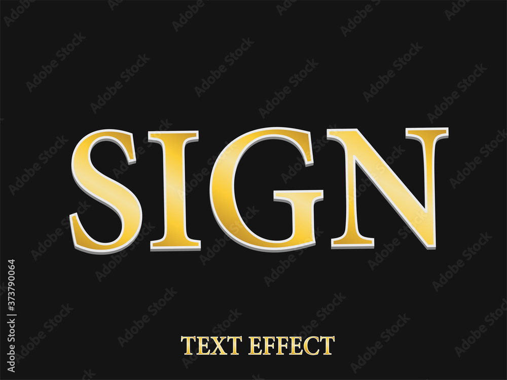 Poster text effect sign. text in gold 3d style for the template.