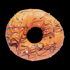 Donut sugary isolated on black background