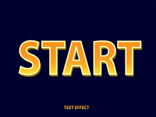 text effect start. text in yellow 3D style for the template.