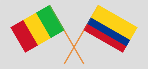 Crossed flags of Mali and Colombia