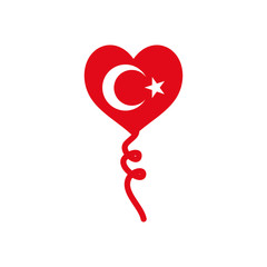 heart balloon with turkey flag design, flat style