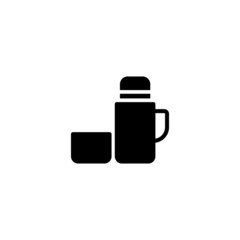 Thermos icon in black flat glyph, filled style isolated on white background