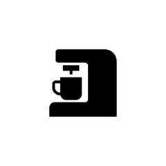 Coffee maker Icon in black flat glyph, filled style isolated on white background