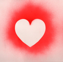 Spray paint heart sign, shape heart graffiti on white paper background