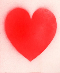 Spray paint heart sign, shape heart graffiti on white paper background