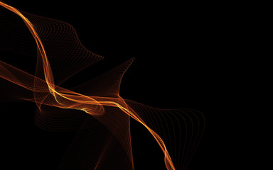 Dark abstract background with a glowing abstract waves