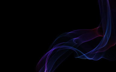 Dark abstract background with a glowing abstract waves