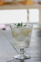 Corypha umbraculifera in syrup and ice in beautiful glass, thai dessert call looklarn loi keaw