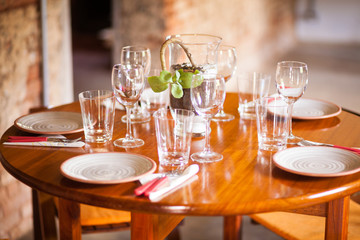 intimate restaurant table on the farm