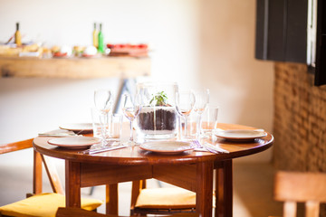 intimate restaurant table on the farm