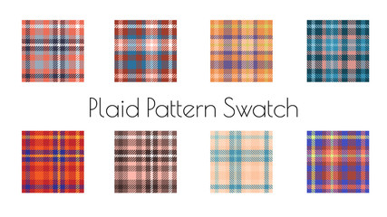 classic tartan plaid seamless pattern vector set - obrazy, fototapety, plakaty