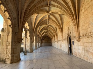 Fototapeta na wymiar Inside the beautiful Hieronymites Monastery of Jeronimos in Belem, Lisbon, Portugal