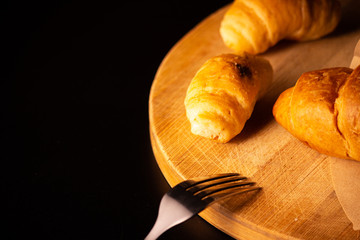 croissant on wood