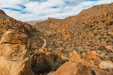 The Trail Leads Through The Massive Boulders And Eroded Fins In The Valley Of The Grapevine Hills, Big Bend National Park, Texas, USA