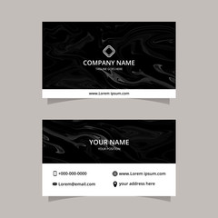 Elegant Vector graphic of business card design template with liquid marble texture background. modern black color.