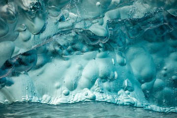USA, Alaska, Tracy Arm-Fords Terror Wilderness, Close-up of deep blue-green iceberg floating near face of South Sawyer Glacier in Tracy Arm